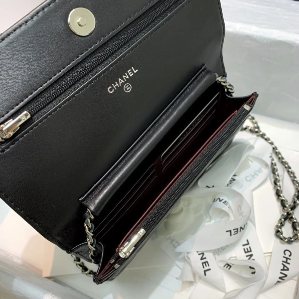 Trendy CHANEL CHAIN WALLET LAMBSKIN NEW EDITION 1345 - Image 9