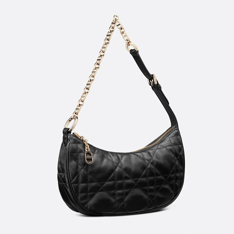 Affordable 8444 Dior CD Lounge Bag Cannage Lambskin Black - Image 3
