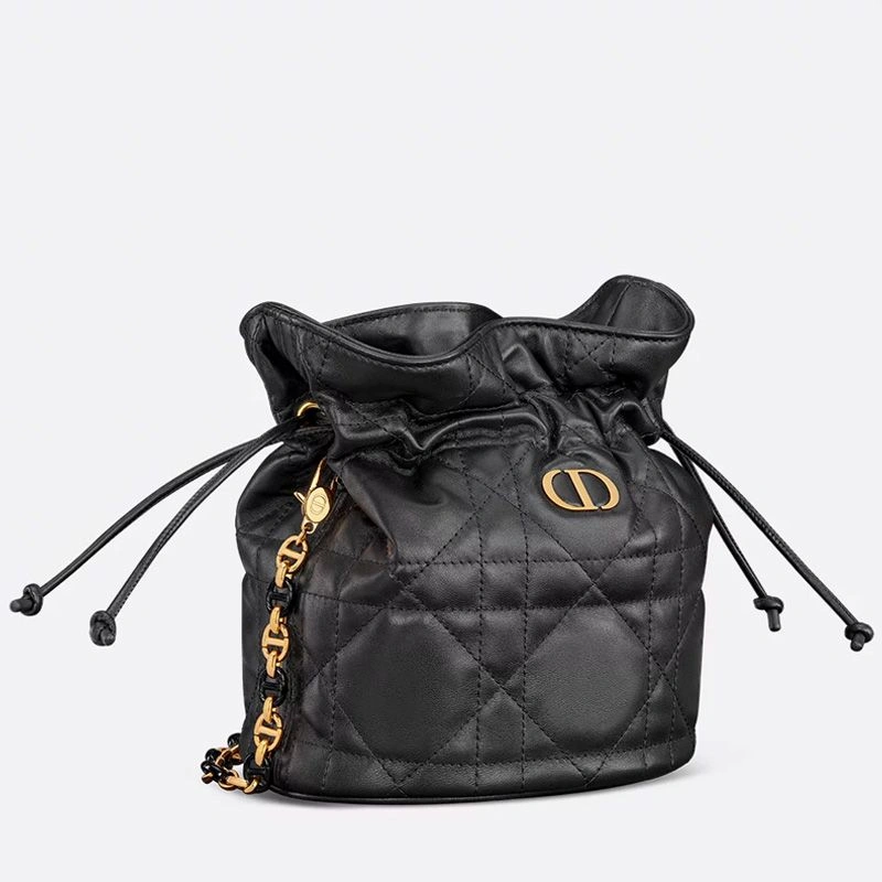 BestValue 2639 Mini Dior Miss Caro Bucket Bag In Macrocannage Lambskin Black - Image 3