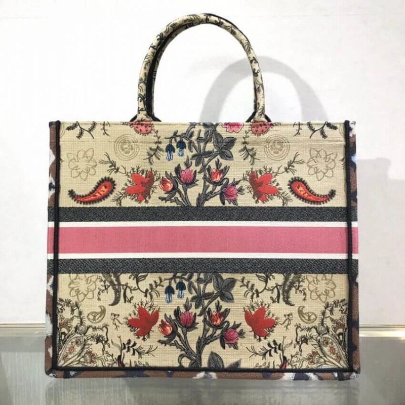 'Christia Christian Dior Book Tote Broderie Flowers Multicolore - Image 3