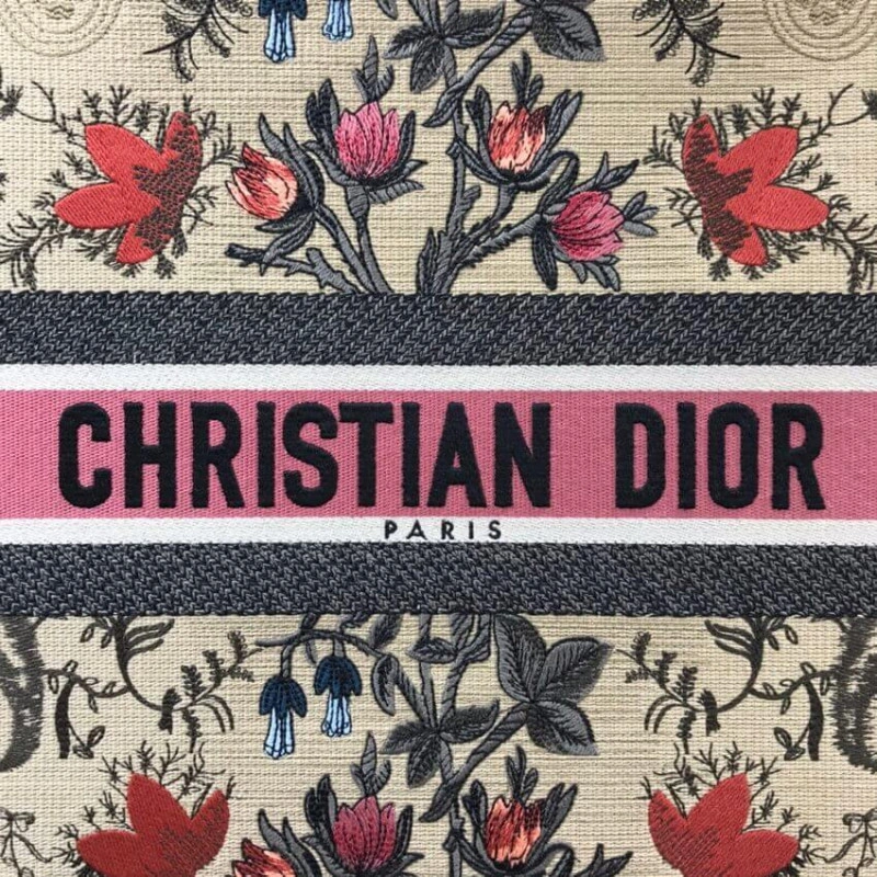 'Christia Christian Dior Book Tote Broderie Flowers Multicolore - Image 5