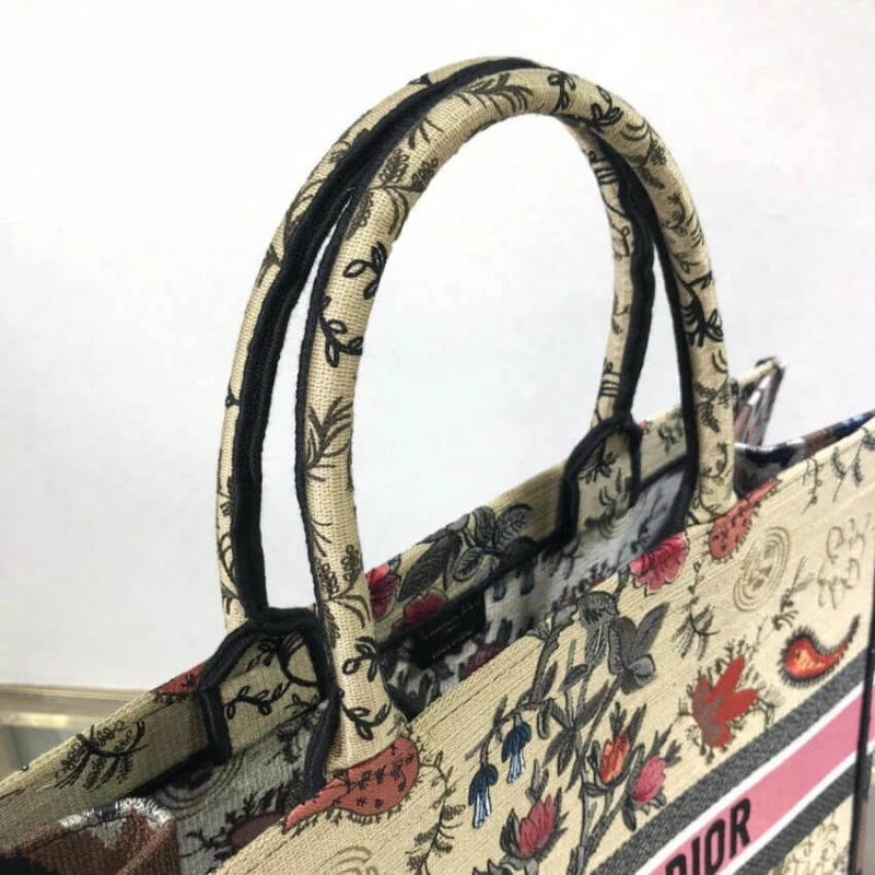 'Christia Christian Dior Book Tote Broderie Flowers Multicolore - Image 8