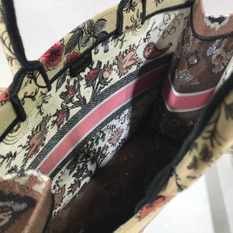 'Christia Christian Dior Book Tote Broderie Flowers Multicolore - Image 9