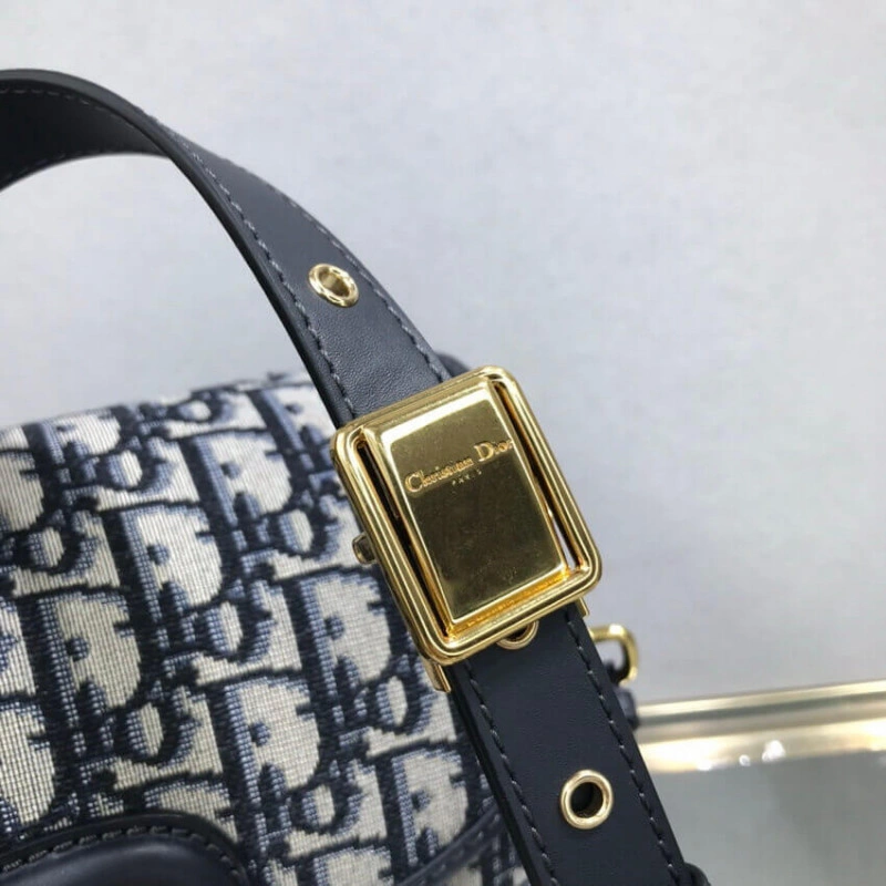 Embossed Christian Dior Medium Bobby Bag Blue Oblique Jacquard - Image 11