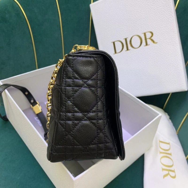 Two remov Christian Dior Medium Caro Bag Black Supple Cannage Calfskin - Image 6