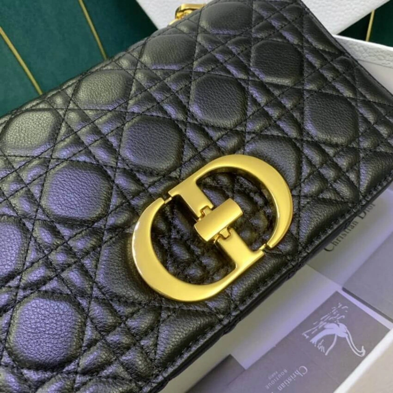 Two remov Christian Dior Medium Caro Bag Black Supple Cannage Calfskin - Image 8