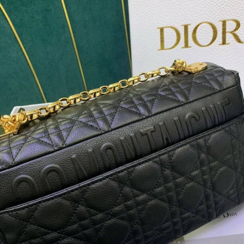 Two remov Christian Dior Medium Caro Bag Black Supple Cannage Calfskin - Image 10