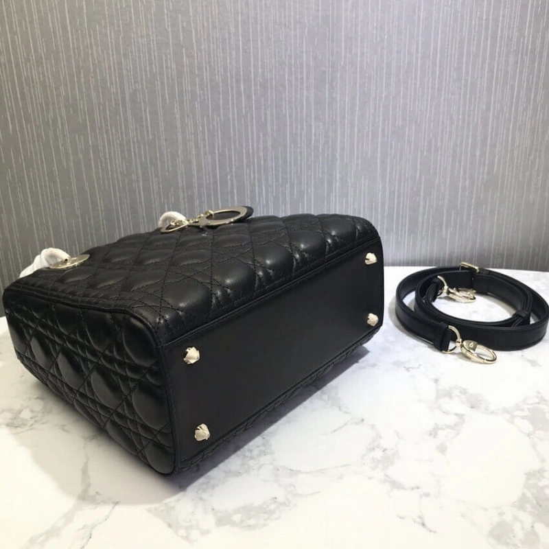 Thin, adj Christian Dior Medium Lady Dior Bag Black Cannage Lambskin - Image 8