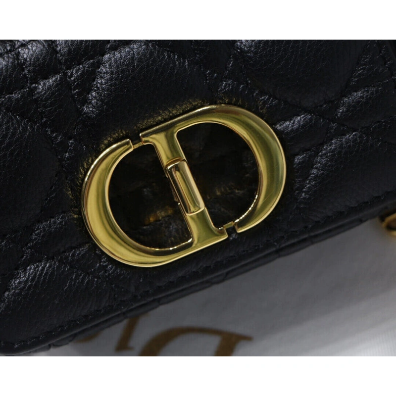 13 x 8 x Christian Dior Micro Caro Bag Black Supple Cannage Calfskin - Image 5