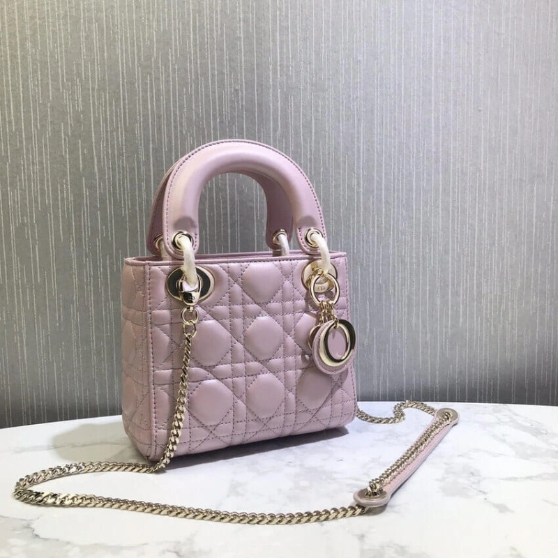 The bag m Christian Dior Mini Lady Dior Bag Pink Cannage Lambskin - Image 8