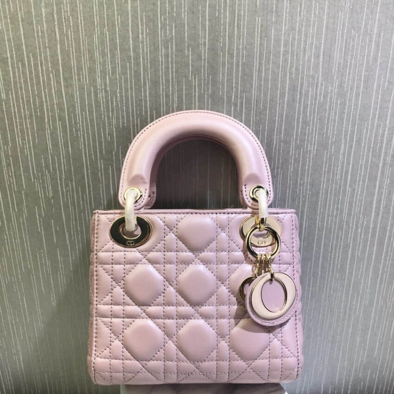 The bag m Christian Dior Mini Lady Dior Bag Pink Cannage Lambskin - Image 9