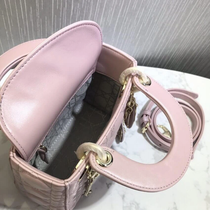 The bag m Christian Dior Mini Lady Dior Bag Pink Cannage Lambskin - Image 15