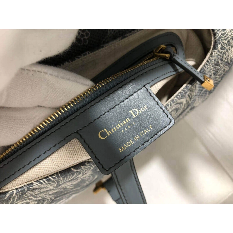 Interior Christian Dior Saddle Bag Grey Toile de Jouy Reverse Jacquard - Image 10