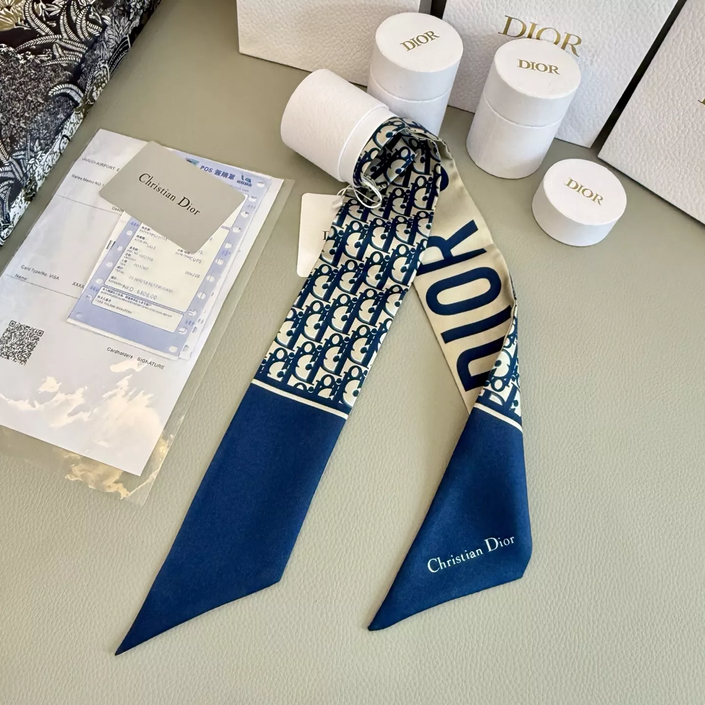 Christian Dior Silk Scarf Flexible 1624