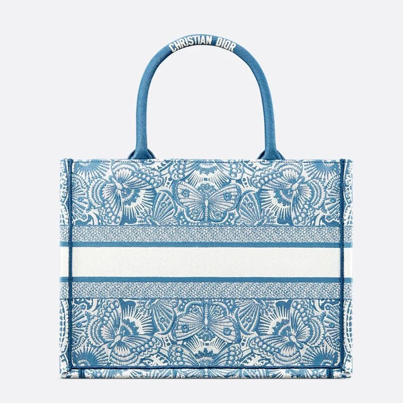 DailyWear 1004 Dior Book Tote In D-Butterfly Paisley Motif Canvas Blue - Image 3
