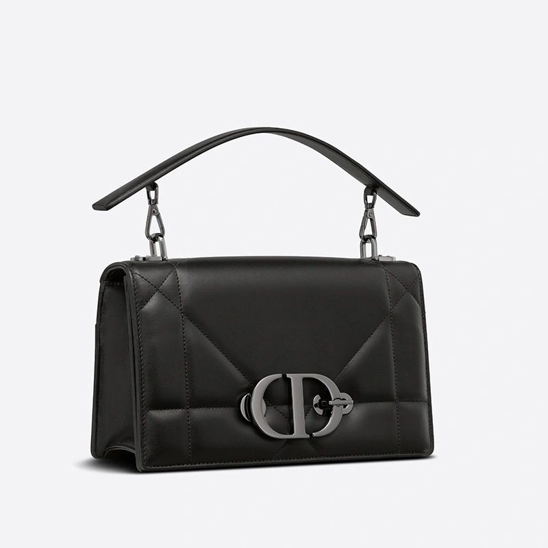 Dior 30 Montaigne Chain Bag with Handle In Maxicannage Lambskin Black Comfortable 2078 - Image 3