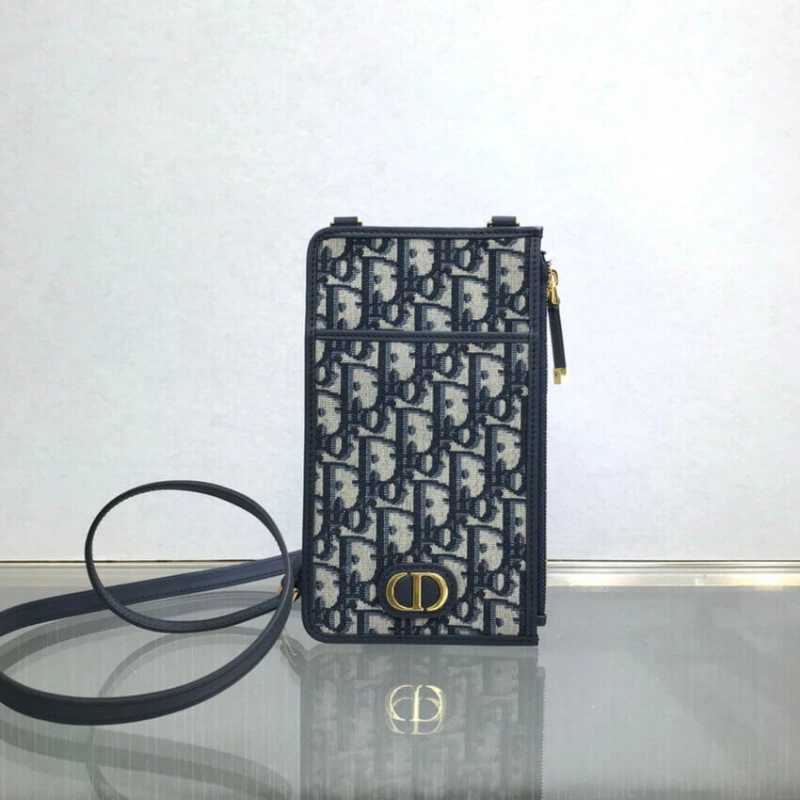 'CD' sign Dior 30 Montaigne Long Wallet Blue Oblique Jacquard - Image 4