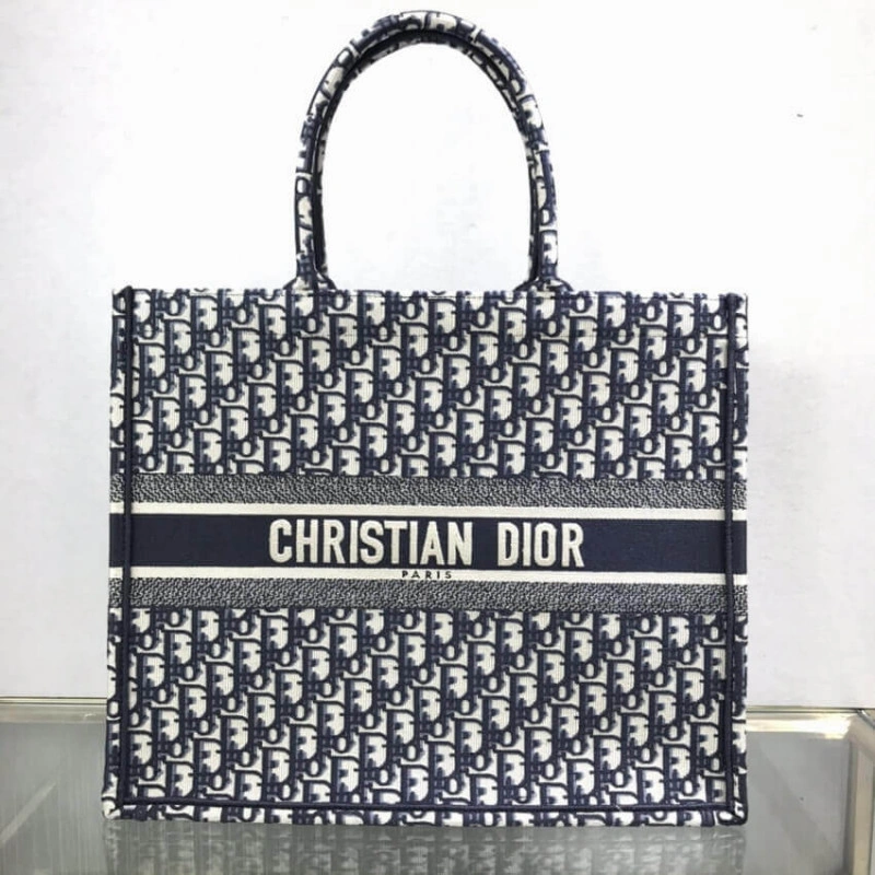 CHRISTIAN Dior Book Tote Blue Dior Oblique Embroidery - Image 4