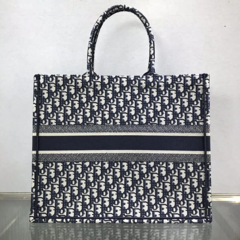 CHRISTIAN Dior Book Tote Blue Dior Oblique Embroidery - Image 5
