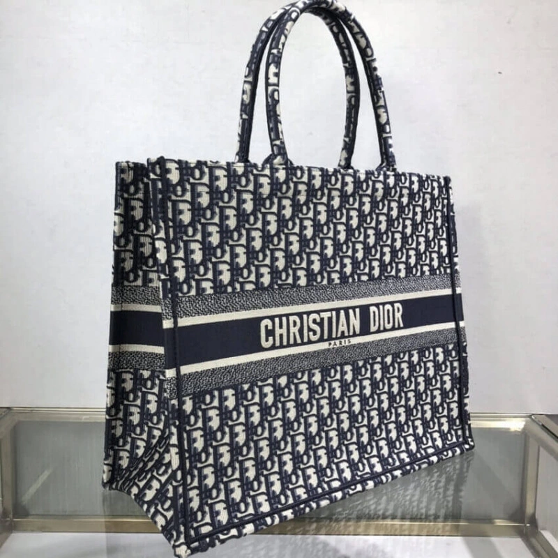 CHRISTIAN Dior Book Tote Blue Dior Oblique Embroidery - Image 6