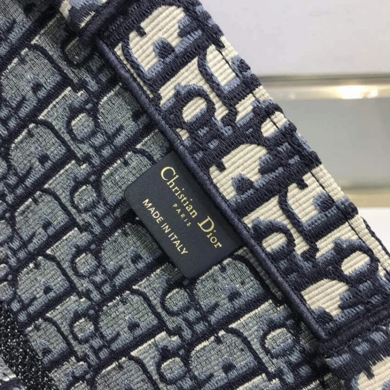 CHRISTIAN Dior Book Tote Blue Dior Oblique Embroidery - Image 11