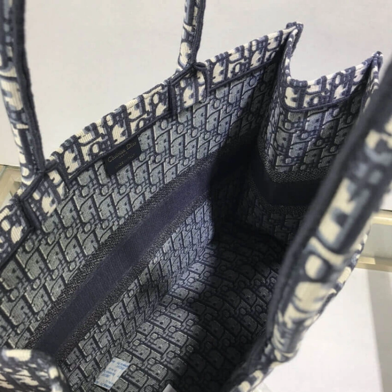 CHRISTIAN Dior Book Tote Blue Dior Oblique Embroidery - Image 12