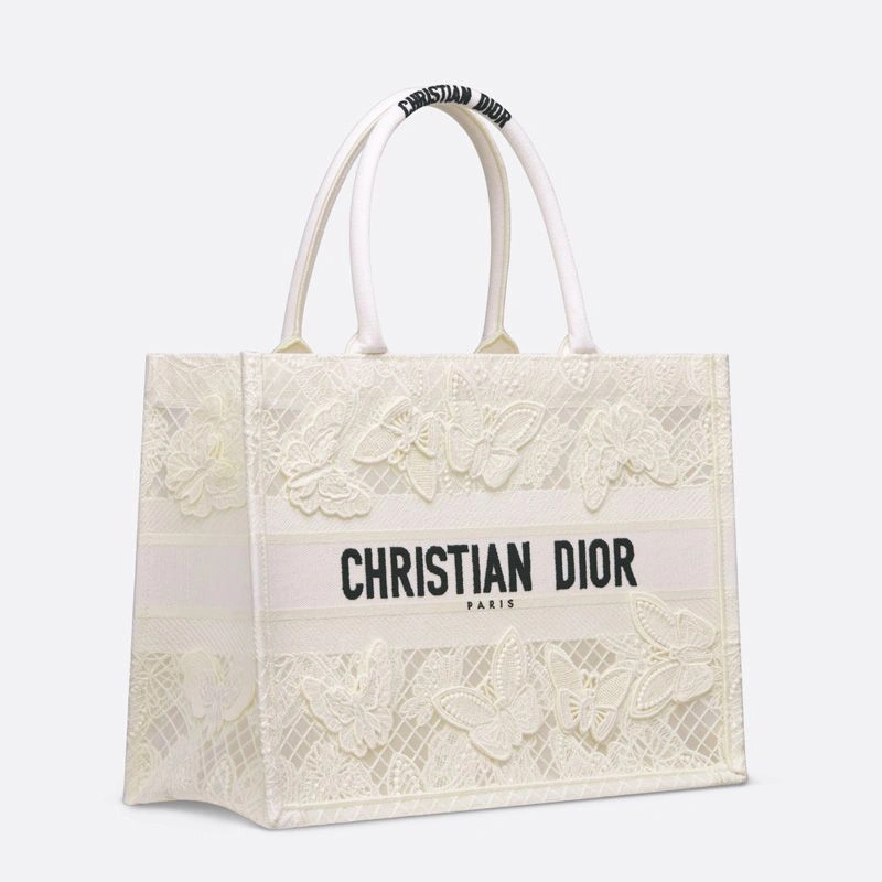 Dior Book Tote D-Lace Butterfly Motif Macrame White SmartChoice 7497 - Image 3
