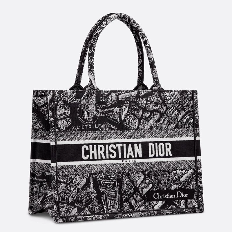 Dior Book Tote In Plan de Paris Motif Canvas Black Trendy 9706 - Image 3