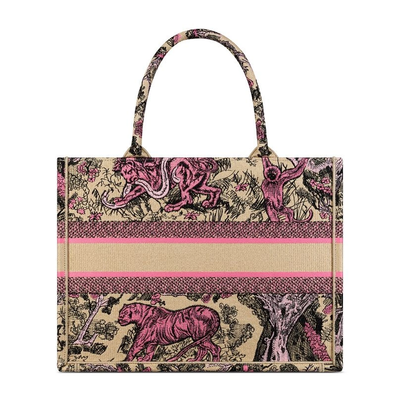 Dior Book Tote In Toile de Jouy Sauvage Motif Canvas Beige Pink GoodFit 6117 - Image 3