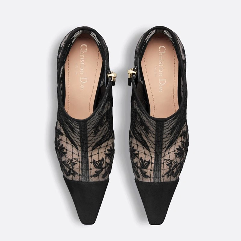 Dior Capture Heeled Ankle Boots Women Butterfly Motif Transparent Mesh Black EasyMatch 7846 - Image 3