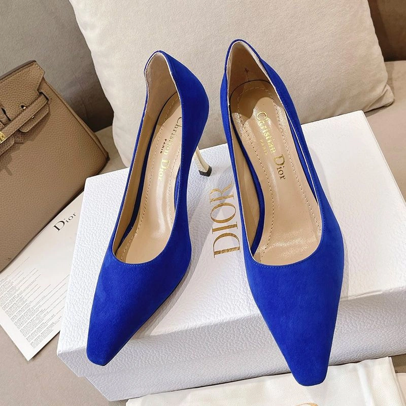 Dior D-Fame Pumps Women Suede Blue GoodFit 2392 - Image 3