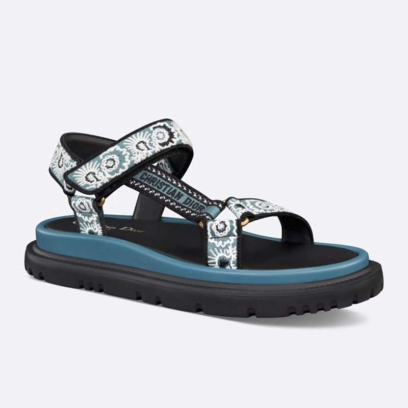 Dior D-Wave Sandals Women Butterfly Bandana Motif Canvas Blue AllSeason 7951 - Image 3