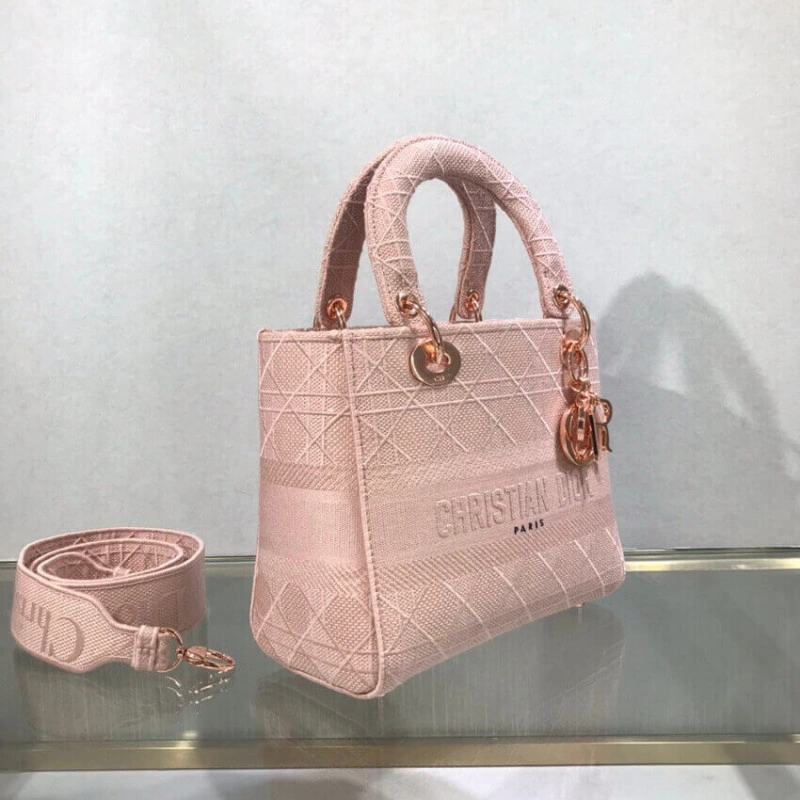Large, re Dior Medium Lady D-Lite Bag Pink Cannage Embroidered - Image 10