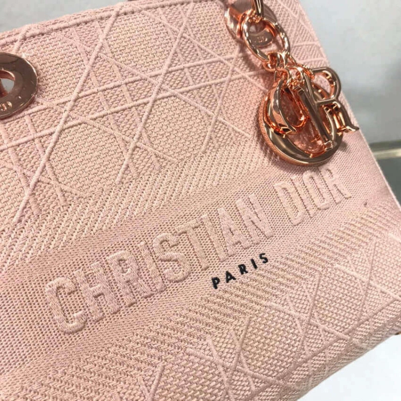 Large, re Dior Medium Lady D-Lite Bag Pink Cannage Embroidered - Image 12