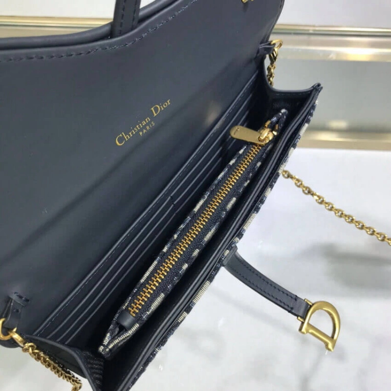 3 patch p Dior Saddle Wallet Blue Oblique Jacquard - Image 11