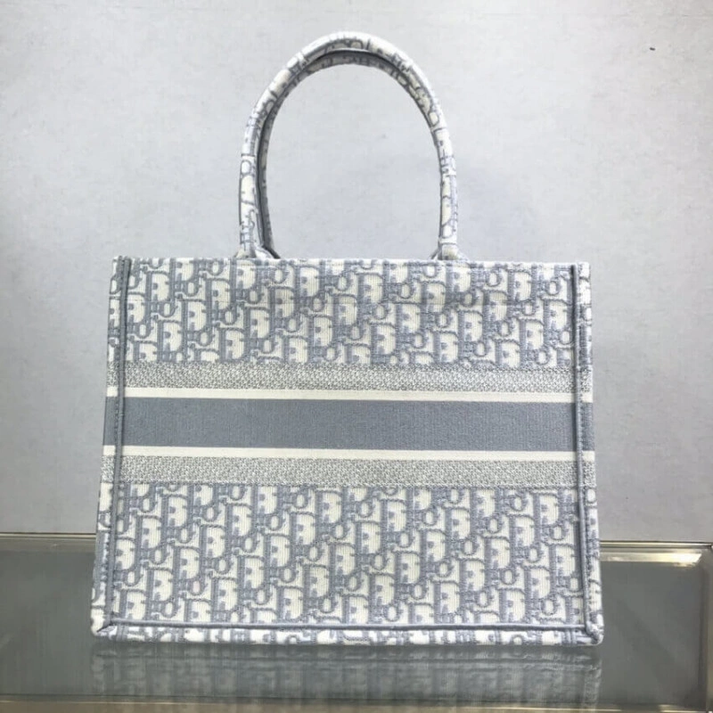 May be ca Dior Small Book Tote Grey Oblique Embroidery - Image 7