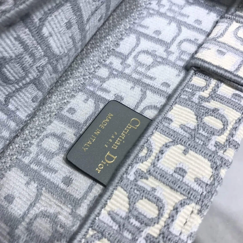 May be ca Dior Small Book Tote Grey Oblique Embroidery - Image 13