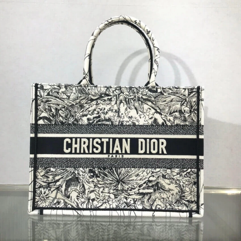 'Christia Dior Small Book Tote in Latte Multicolor Zodiac Embroidery - Image 3