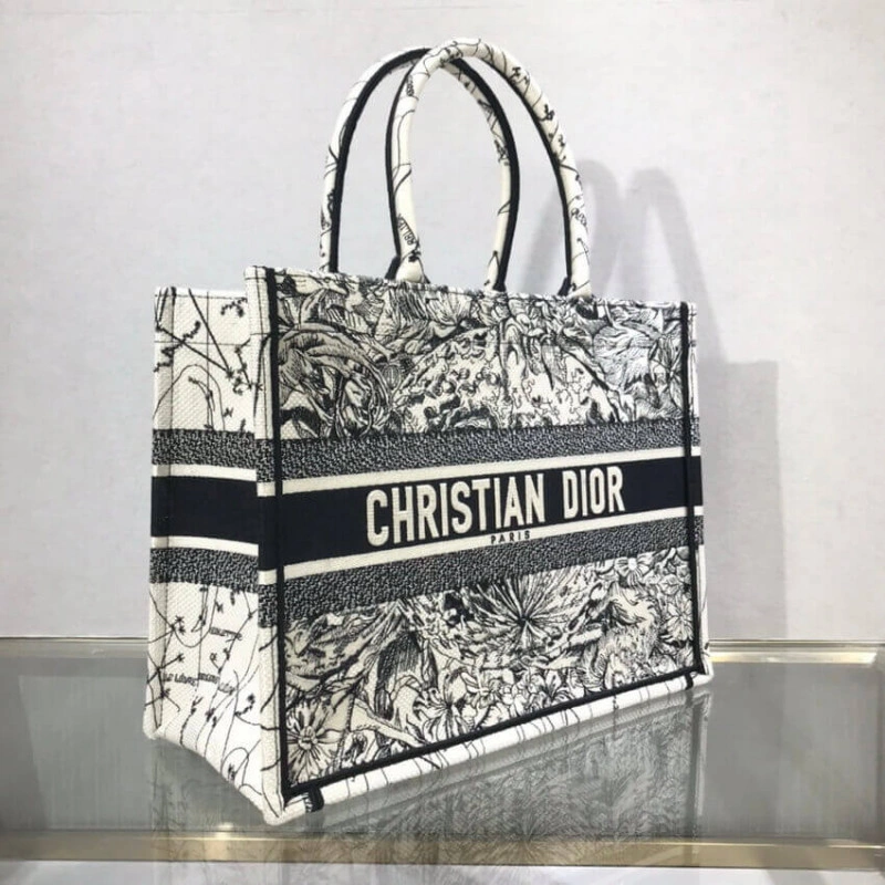 'Christia Dior Small Book Tote in Latte Multicolor Zodiac Embroidery - Image 5