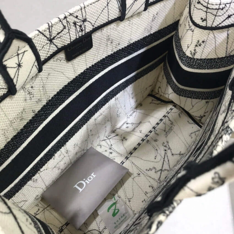 'Christia Dior Small Book Tote in Latte Multicolor Zodiac Embroidery - Image 10