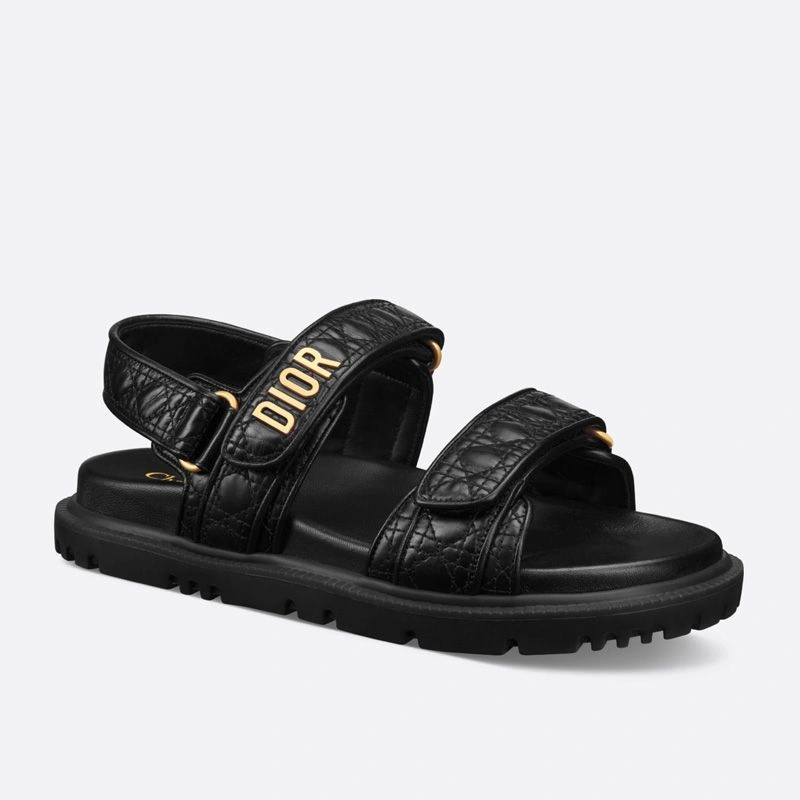 DiorAct Sandals Women Quilted Cannage Calfskin Black EasyMatch 1073 - Image 3