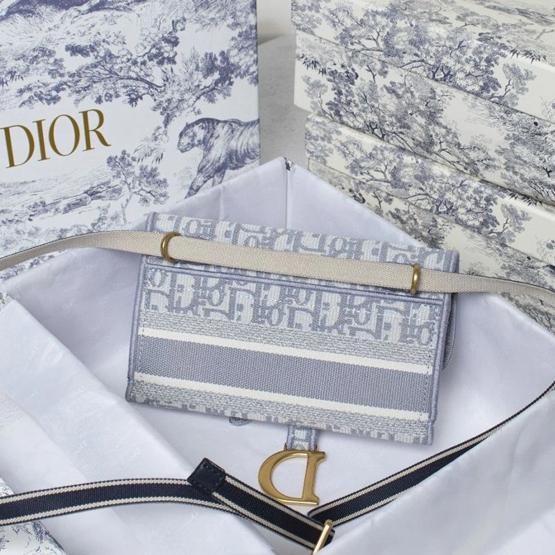 EasyMatch 3042 Christian Dior Saddle Slim Pouch Oblique Motif Canvas White - Image 3