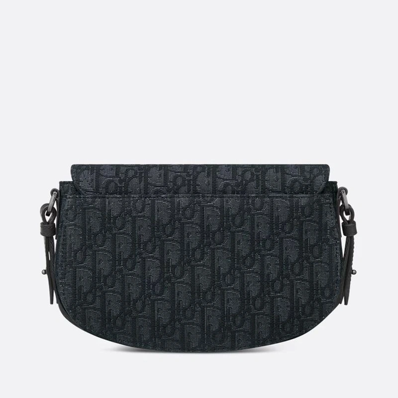 EasyMatch 6243 Dior Saddle Compact Messenger In Oblique Motif Canvas and Grained Calfskin Black - Image 3
