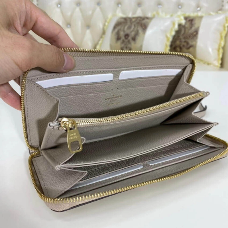 19.5 x 10 Louis Vuitton Bicolor Monogram Empreinte Leather Zippy Wallet Tourterelle Gray Cream - Image 9