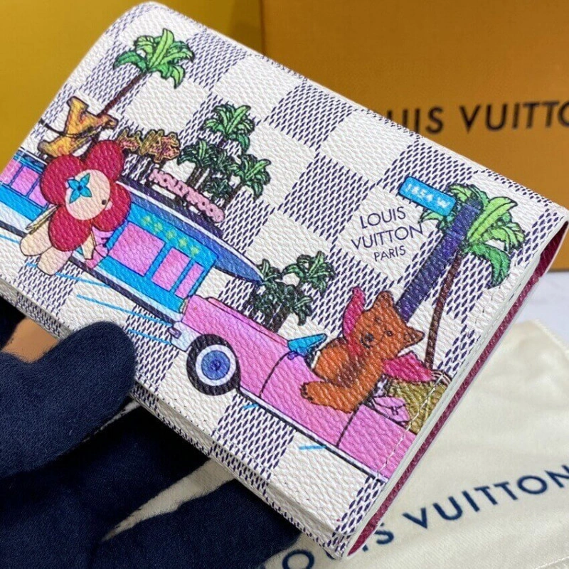 This compa Louis Vuitton Damier Azur Victorine Wallet - Image 6