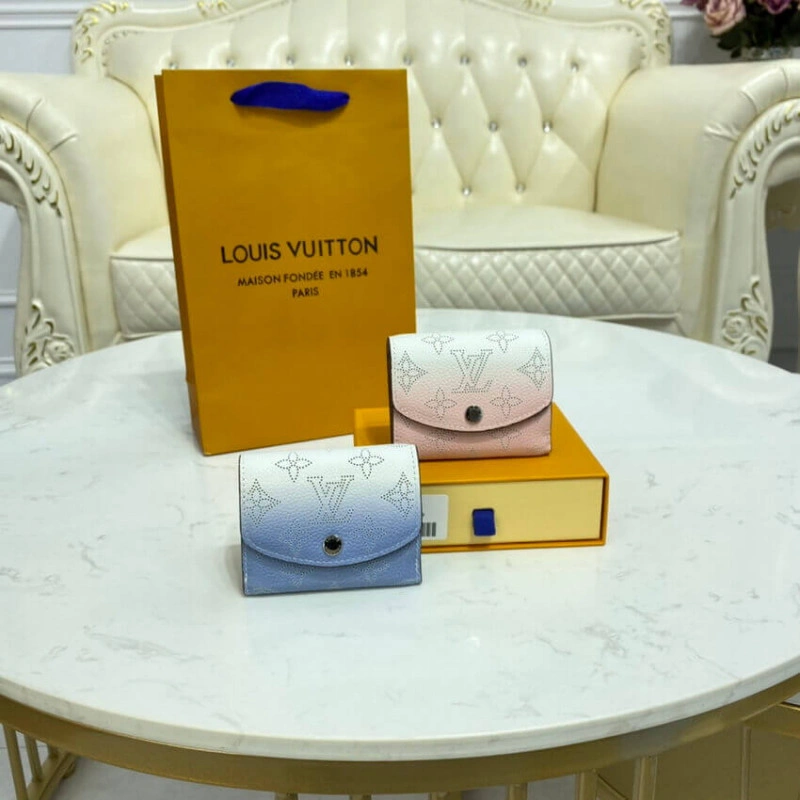 Zipped co Louis Vuitton Iris XS Wallet in Blue Gradient Mahina Perforated Leather - Image 10