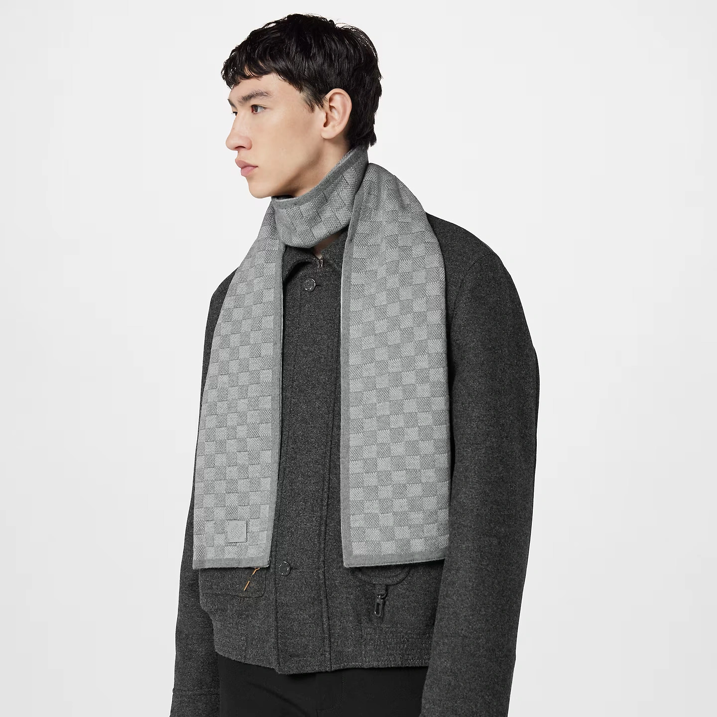 Louis Vuitton Light Grey M77989 Néo Petit Damier Scarf - Image 4