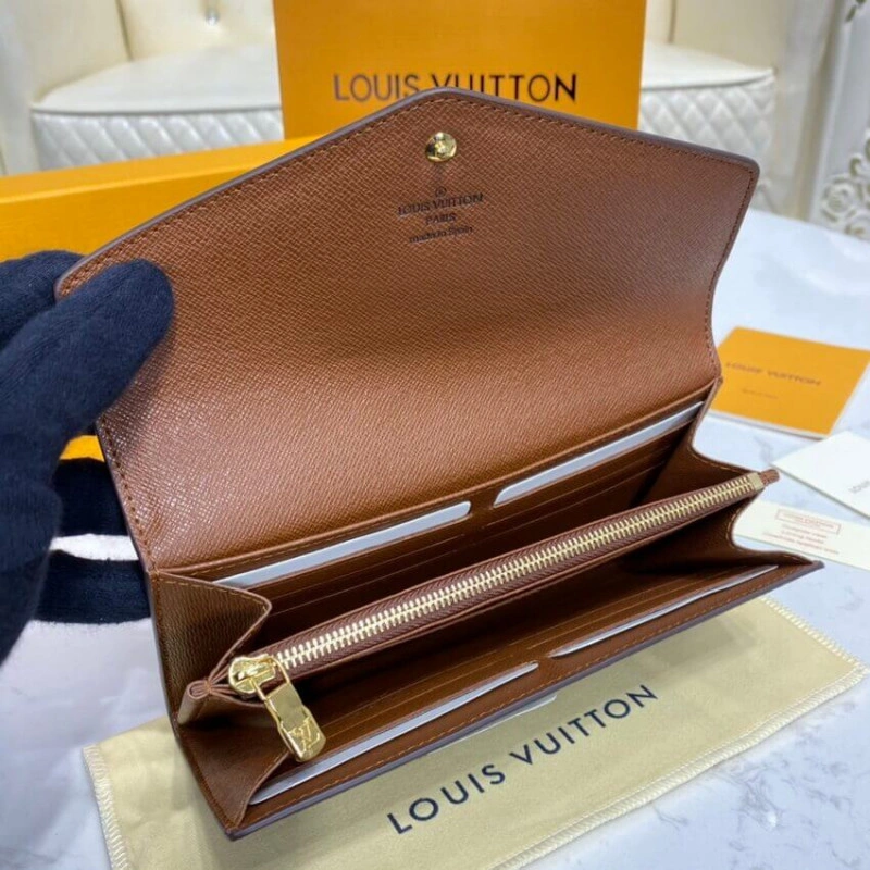 16 card s Louis Vuitton Monogram Cavas Sarah Wallet Brown - Image 8
