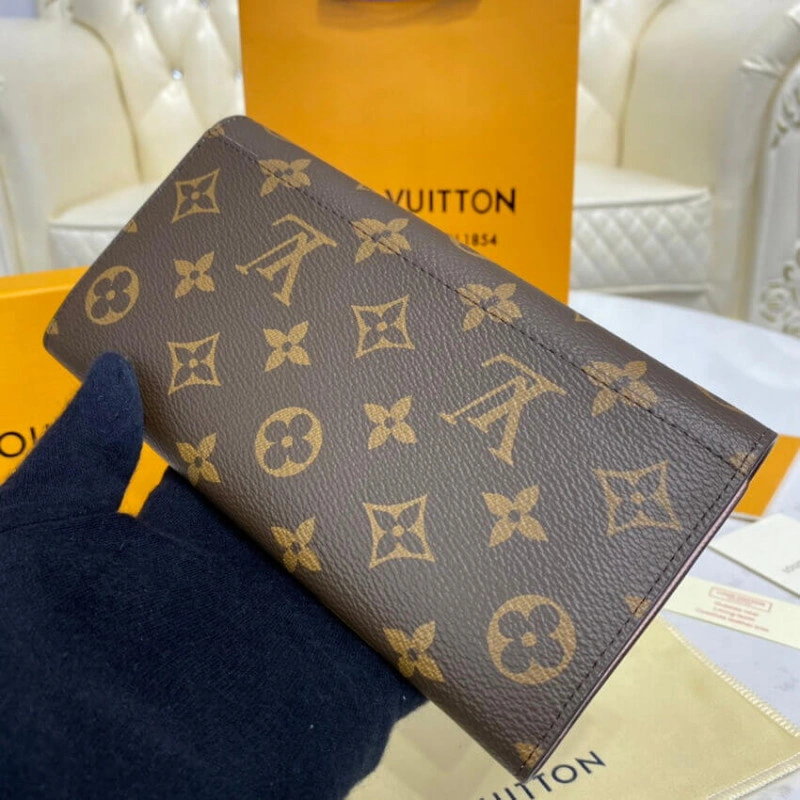 Inside fl Louis Vuitton Monogram Cavas Sarah Wallet Pink - Image 4