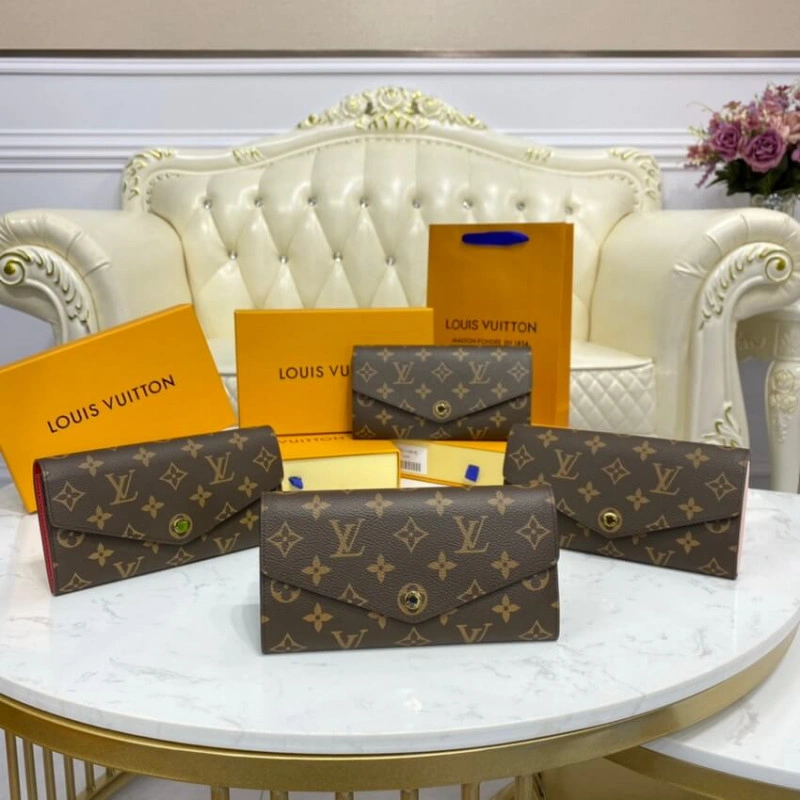 Inside fl Louis Vuitton Monogram Cavas Sarah Wallet Pink - Image 11